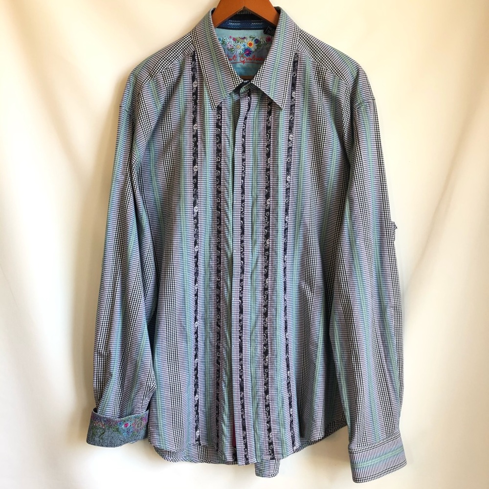 Robert Graham Checks & Florals Flip Cuff Shirt